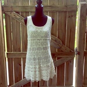Beautiful Kensie Guipure Lace Crochet Sleeveless Shift Dress Size M
